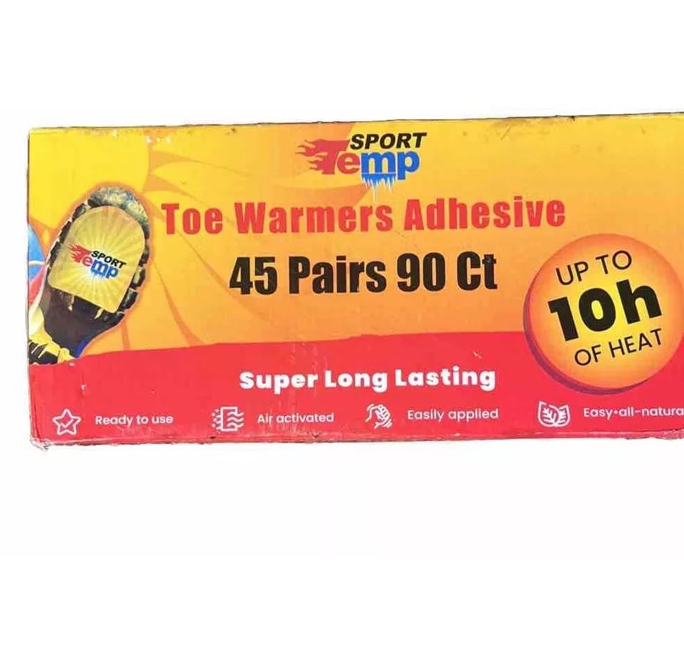 TOE WARMERS with Adhesive Ultra Thin Air Activated Odorless 45 Pairs SPORT TEMP.