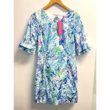 188 NWT Lilly Pulitzer Size 4 Fiesta Stretch Dress Coastal Blue Lion Around