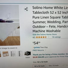 Tablecloth-linen white 52 x 52