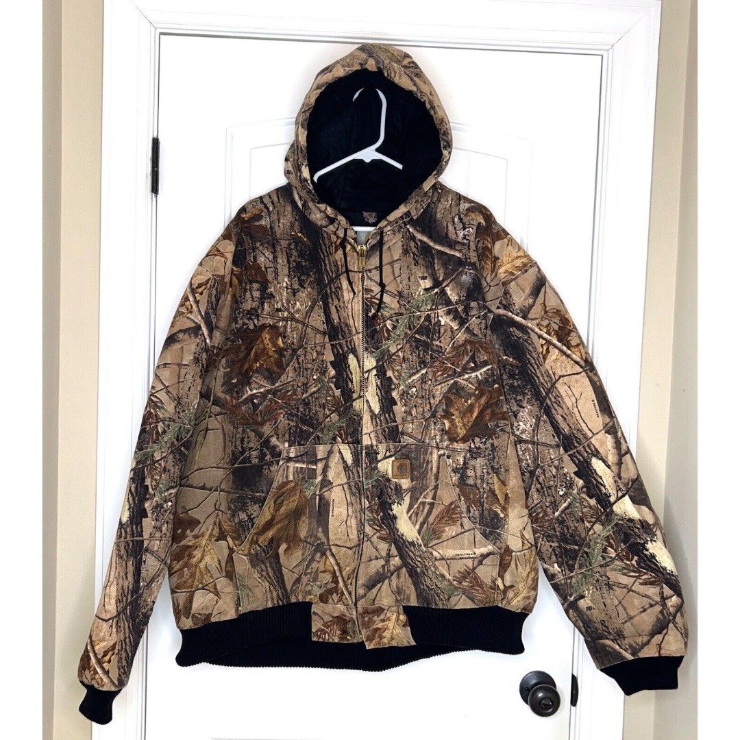 Mens’s Vintage Carhartt Realtree Camouflage Duck Quilted Jacket sz 2XL