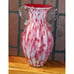 Hand Blown Art Glass Vase w/Handles ?Lavorazione Arte Murano White red splatter