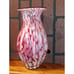 Hand Blown Art Glass Vase w/Handles ?Lavorazione Arte Murano White red splatter