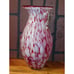 Hand Blown Art Glass Vase w/Handles ?Lavorazione Arte Murano White red splatter