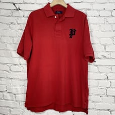 Polo Ralph Lauren Big P Rugby Shirt Men's Size XLT Red Vented Polo Gothic P Logo