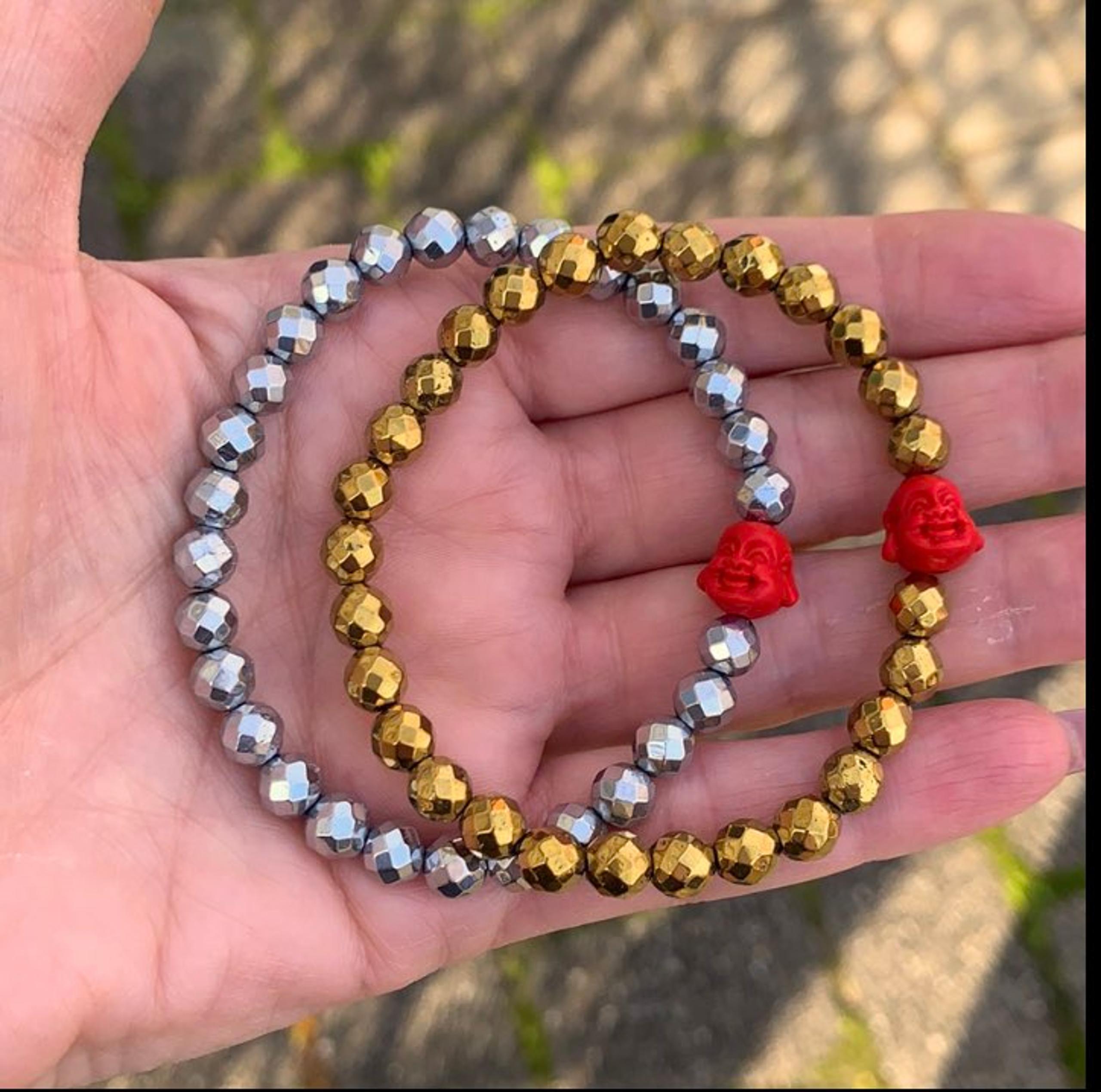 Happy Budda hematite mala Bracelet