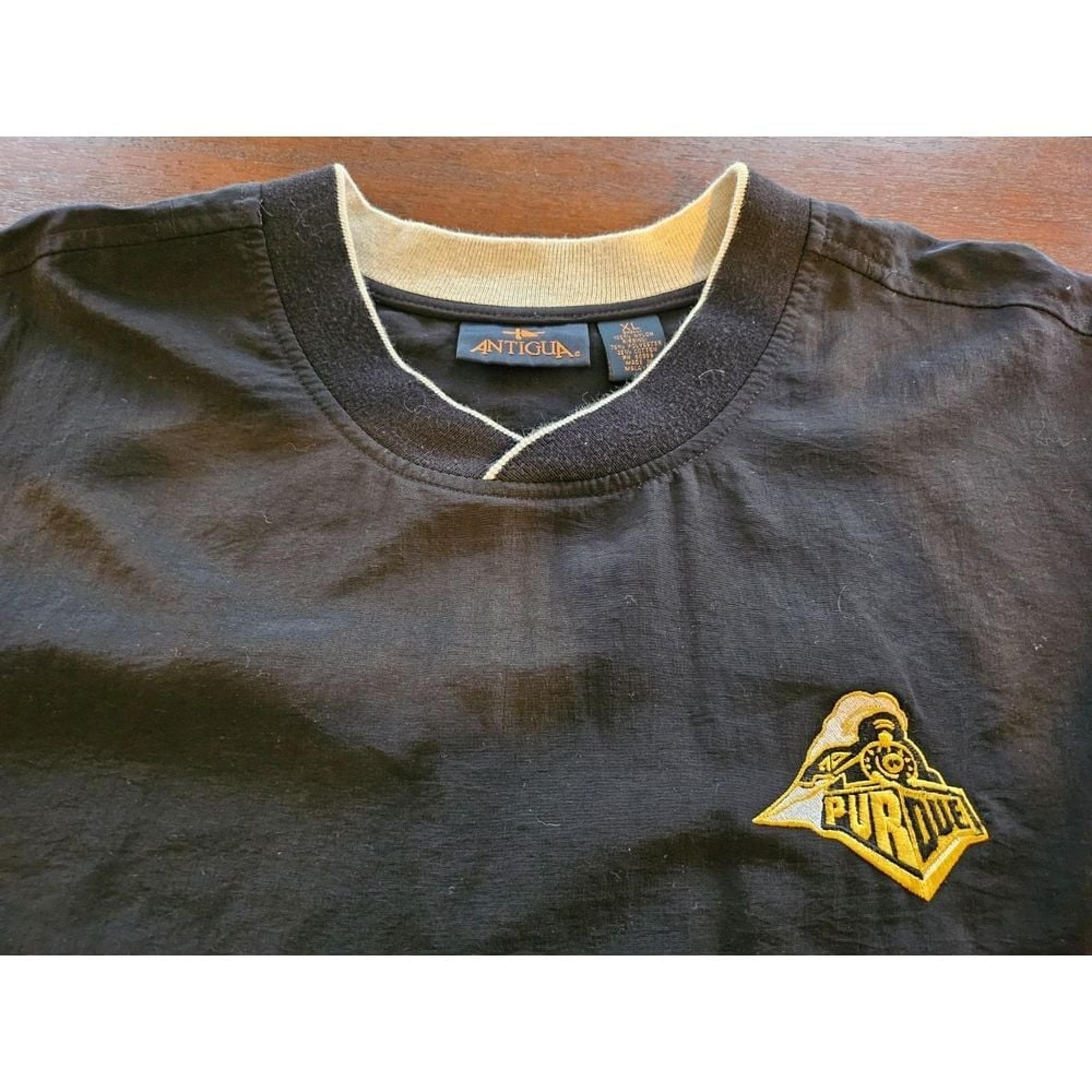 Antigua Mens XL Windbreaker Black V Neck Pullover Purdue Boilermakers