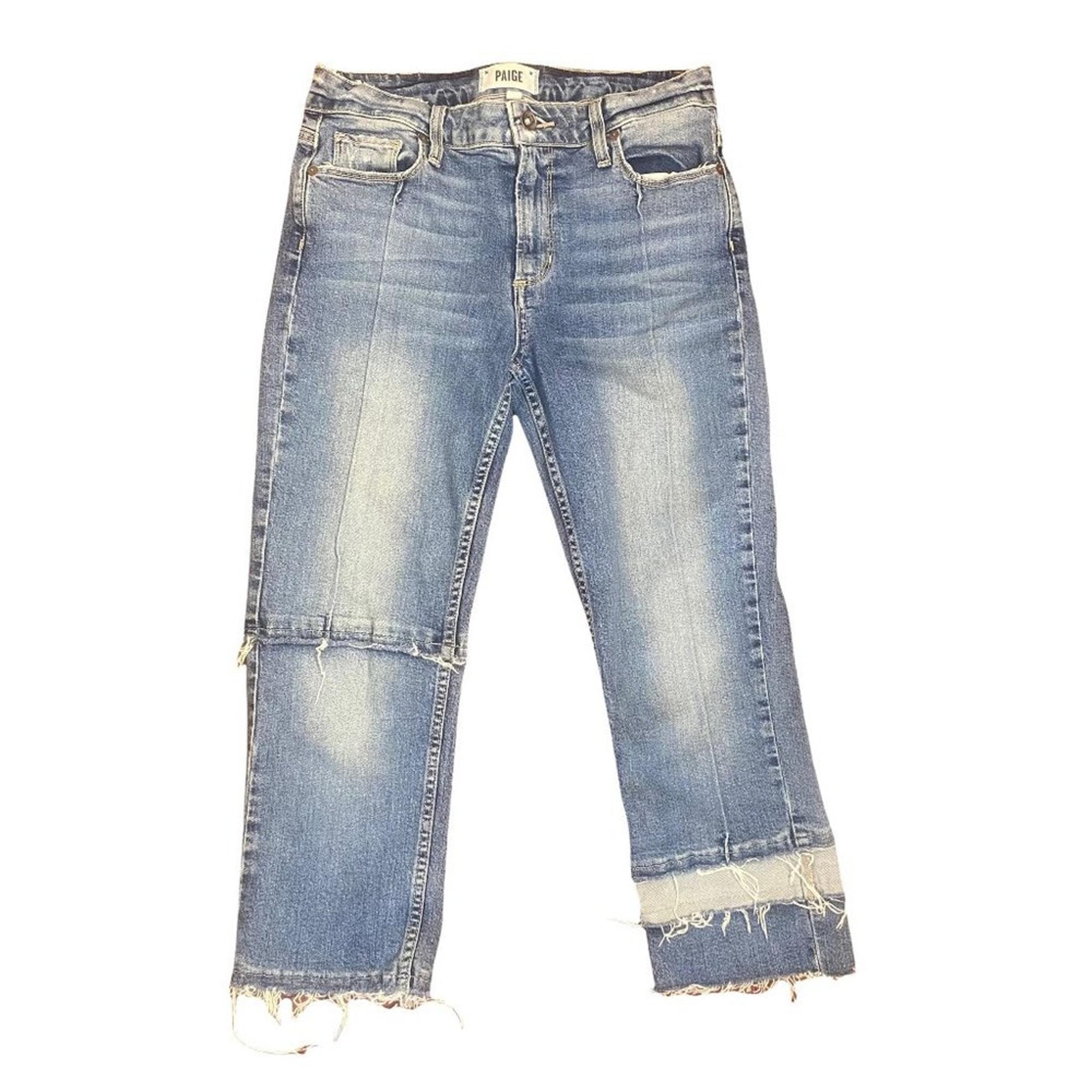 Paige Womens Blue Jacqueline Straight Patchwork Cropped Denim Jeans Size 26