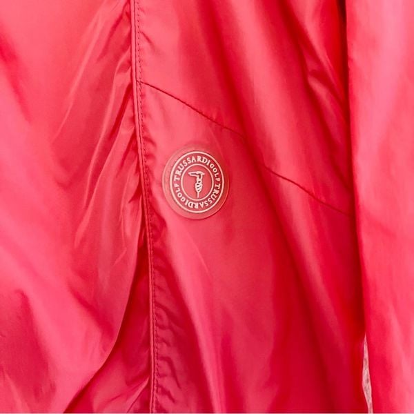 Trussardi Women's Pink V Neck Windbreaker Gold Jacket Size Medium offers