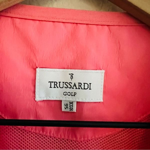 Trussardi Women's Pink V Neck Windbreaker Gold Jacket Size Medium offers