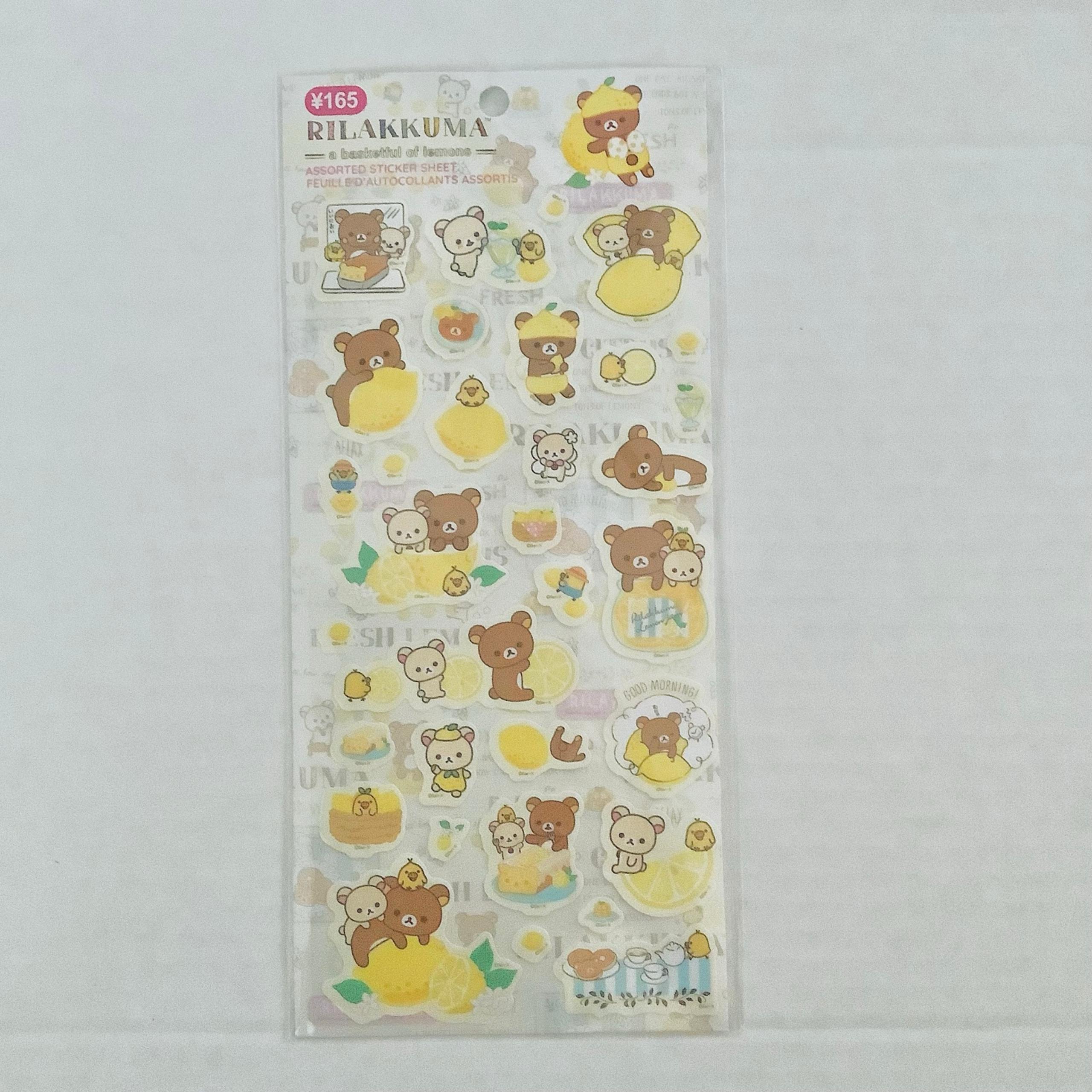 San-X GS9645 RILAKKUMA LEMON ASSORTED STICKER SHEET - YELLOW