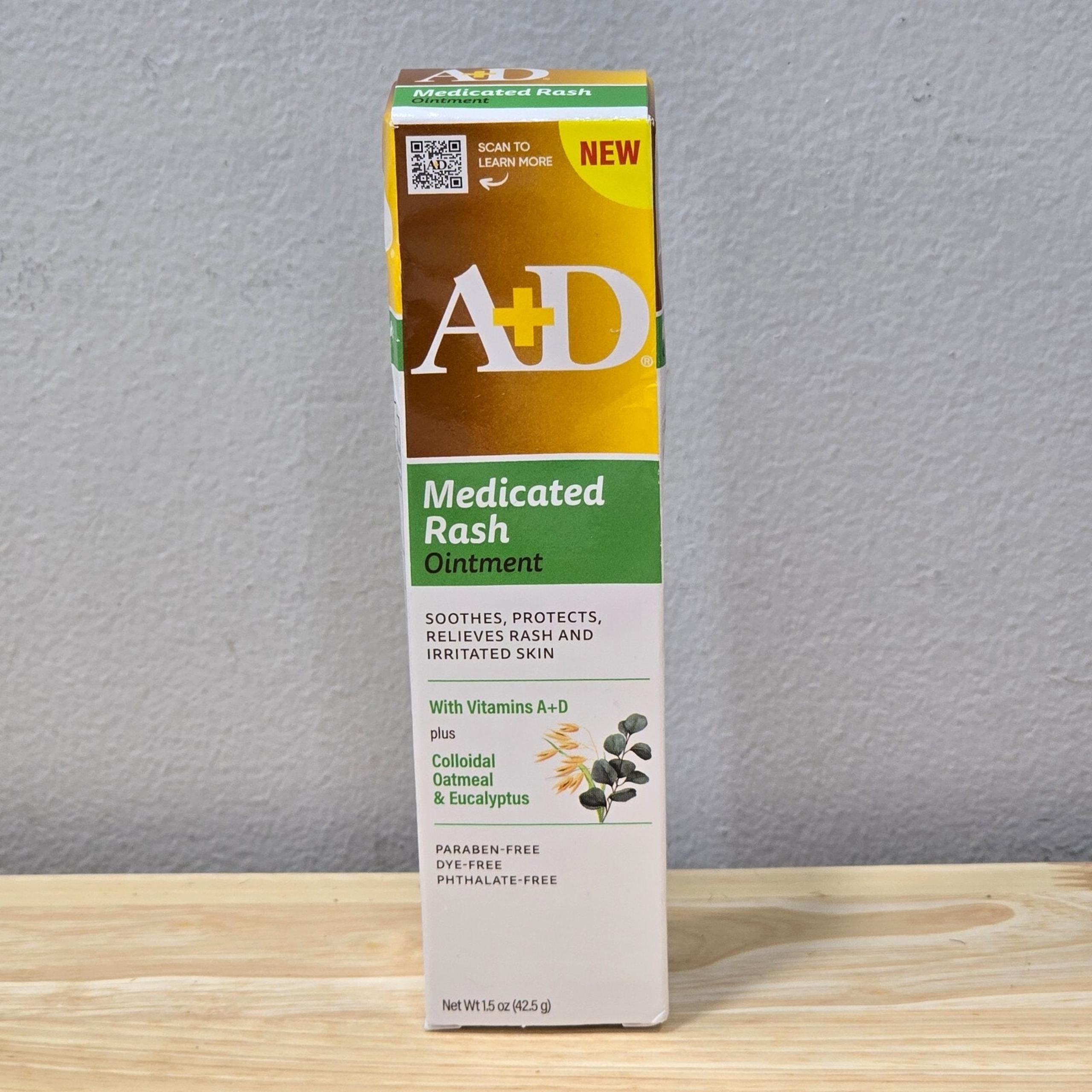 A+D Medicated Rash Ointment 1.5 oz Vitamin A D plus Colloidal Oatmeal Eucalyptus