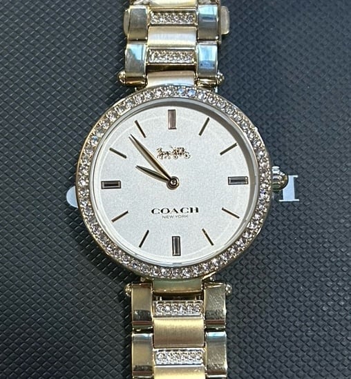 COACH PARK WATCH WITH 34mm WHITE FACE & GOLDEN BRACELET