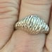Antique Brutalist Sterling Large Diamond Cut Croissant Ring