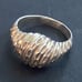 Antique Brutalist Sterling Large Diamond Cut Croissant Ring