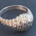 Antique Brutalist Sterling Large Diamond Cut Croissant Ring