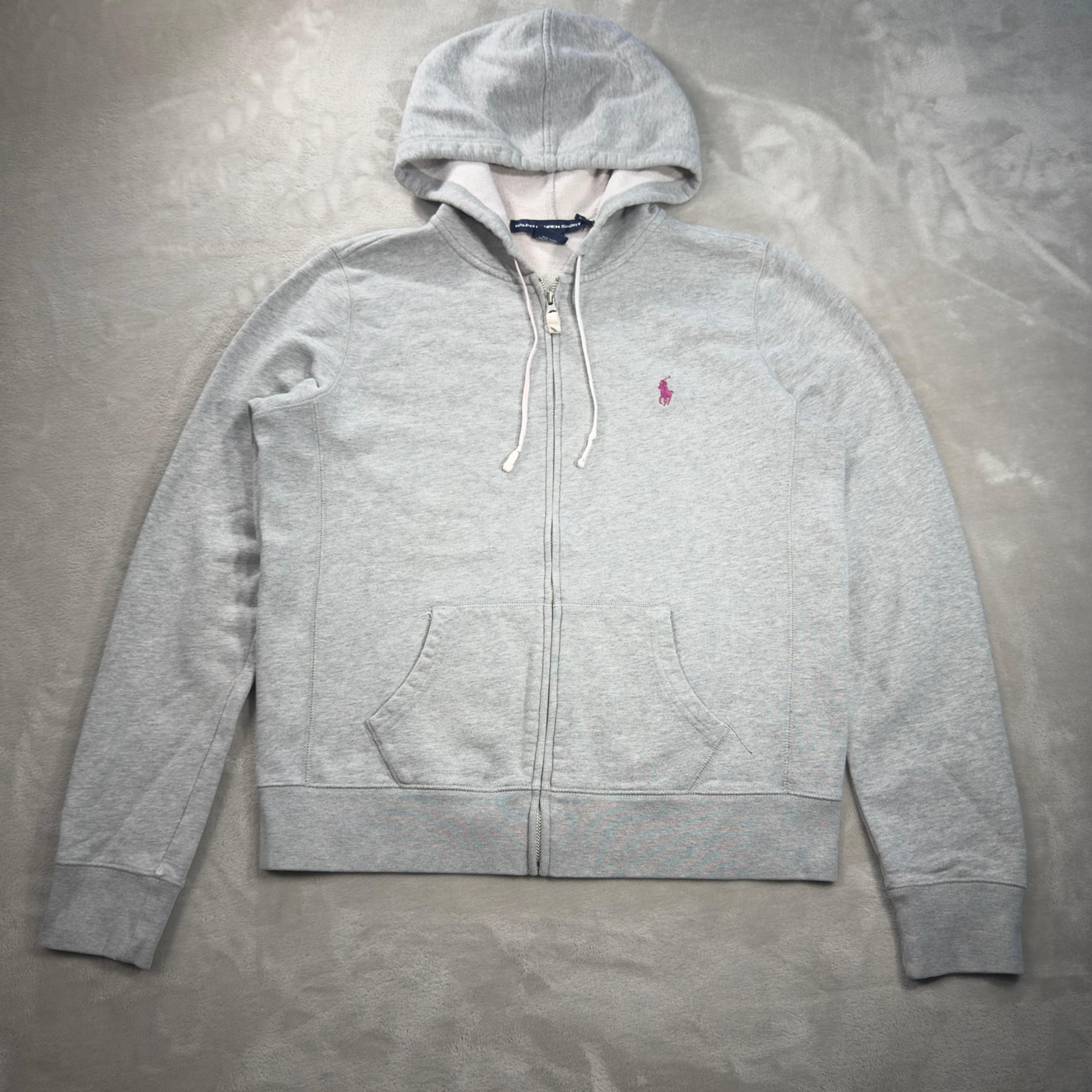 Vintage Ralph Lauren Sport Full Zip Hoodie Women's Sz L Pink Pony