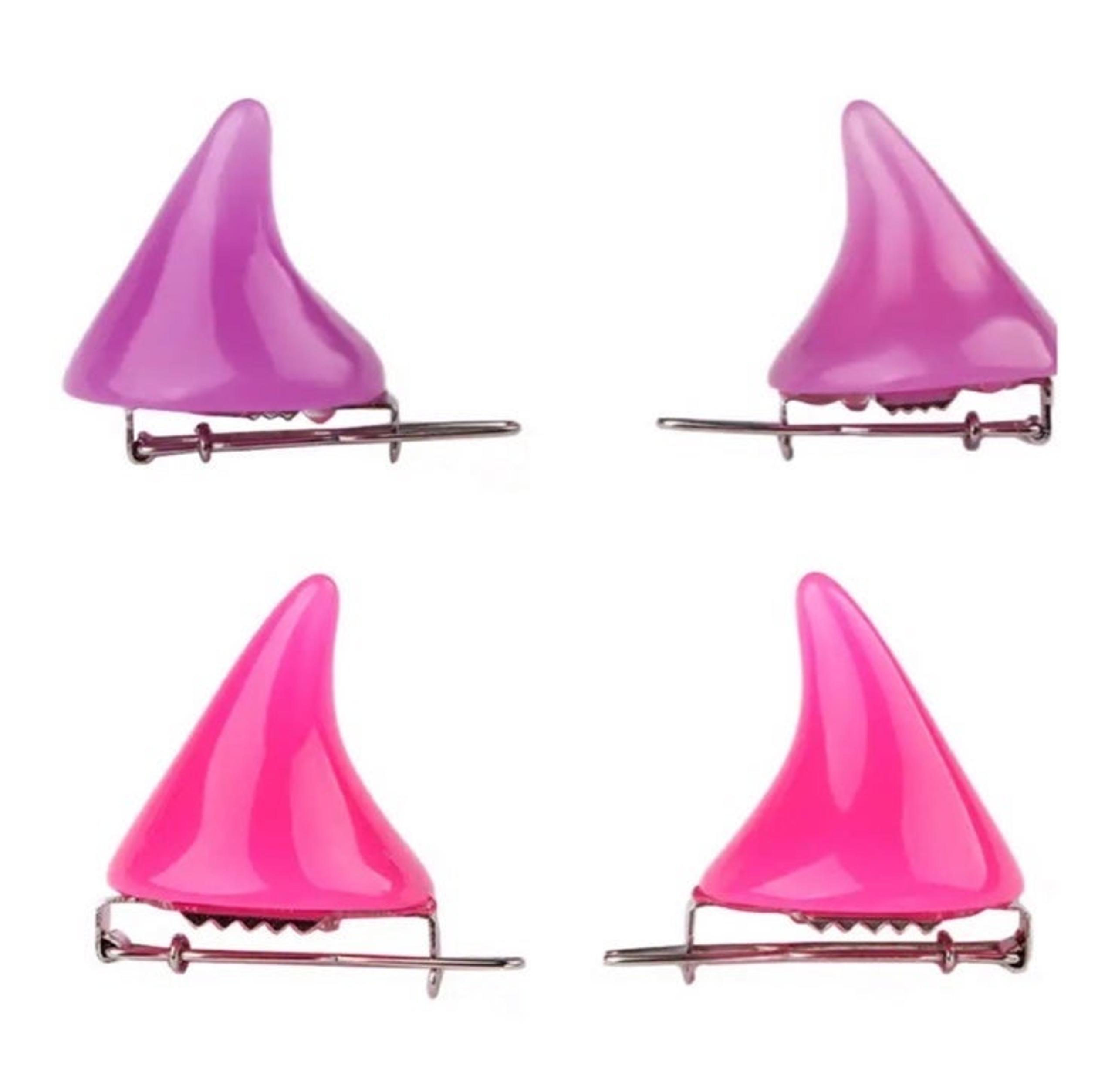 4pc set Pink Purple Horns Hair Clips Spooky Goth Cosplay Naughty Demon Devil New