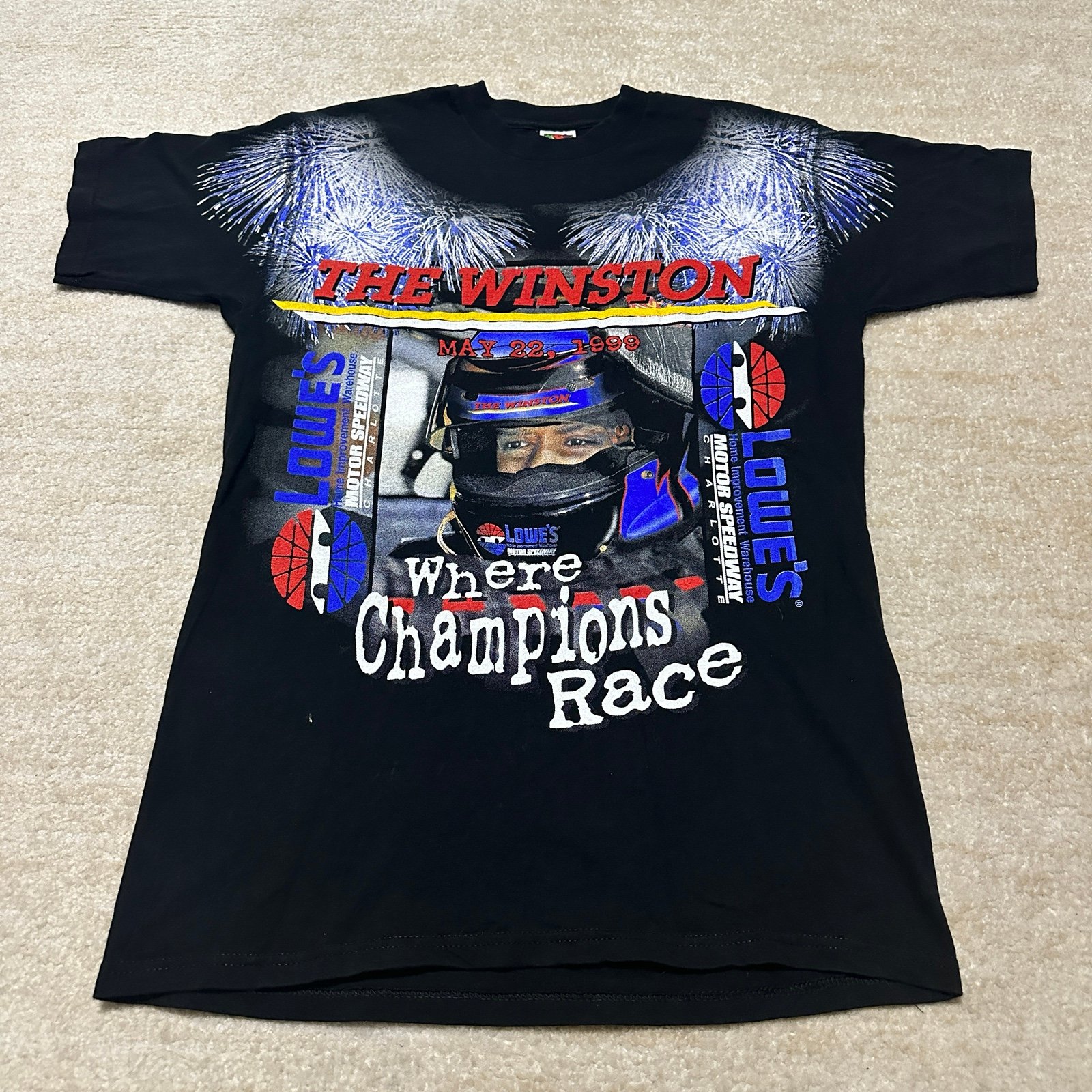 Vintage 1999 NASCAR Men's Large Winston Cup AOP T-shirt No Bull Double-Sided