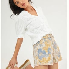 Anthropologie Pilcro Lara Ultra High Rise Frayed Floral Denim Shorts M NWOT