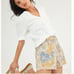 Anthropologie Pilcro Lara Ultra High Rise Frayed Floral Denim Shorts M NWOT