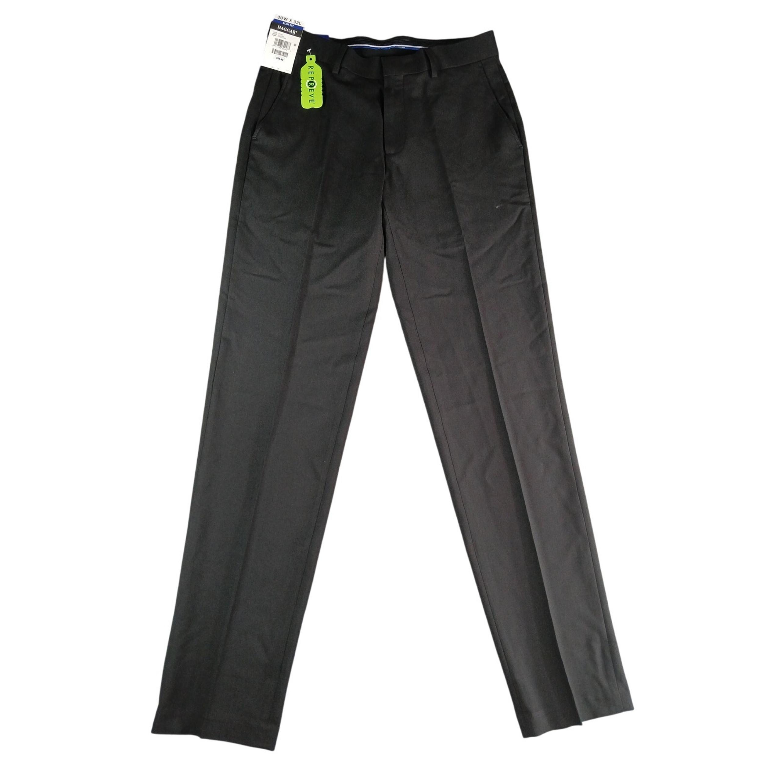 Haggar Smart Wash Repreve Suit Pants Mens 30W x 32L Black Slim Fit Business NWT