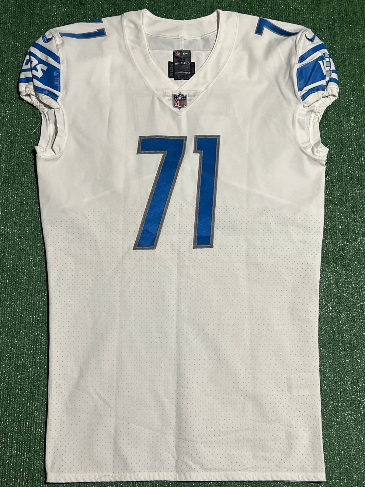 2018 Detroit Lions Danny Shelton #71 Game Issued White Jersey Throwback Nike