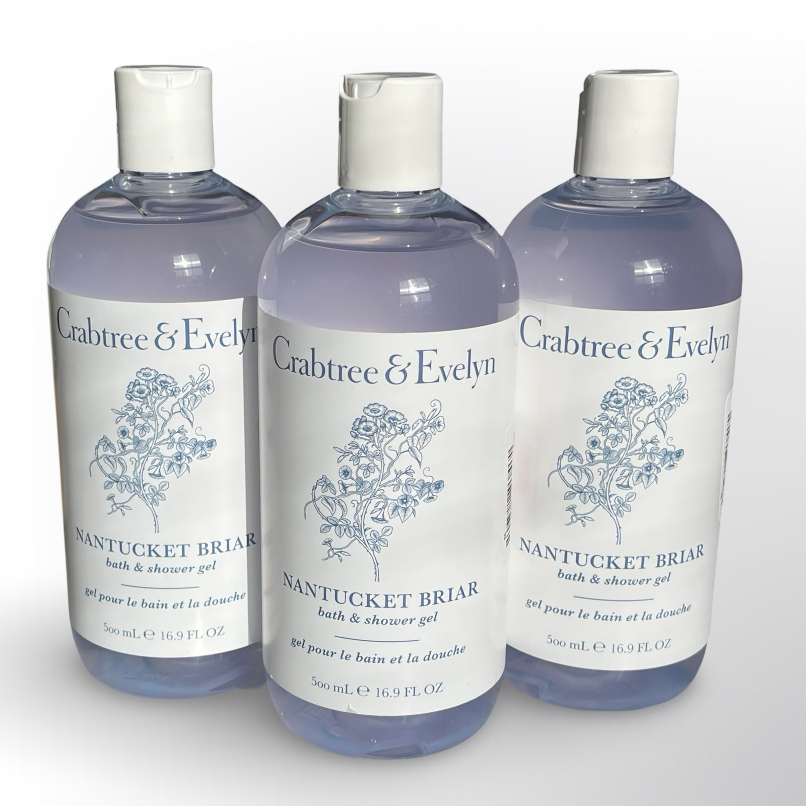 BRAND NEW Crabtree & Evelyn NANTUCKET BRIAR Bath & Shower Gel 16.9 oz (3 Pack)