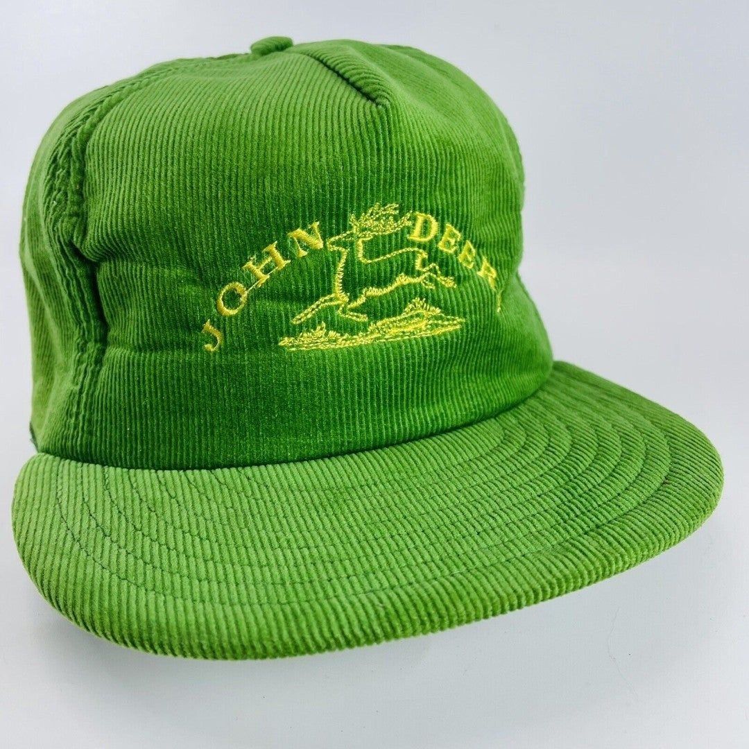 John Deere Snapback Hat Cap Made USA Louisville Corduroy Trucker Farmer VTG