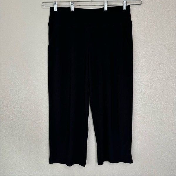 Sympli Black Stretchy Wide Leg Cropped Pants, Sz 16