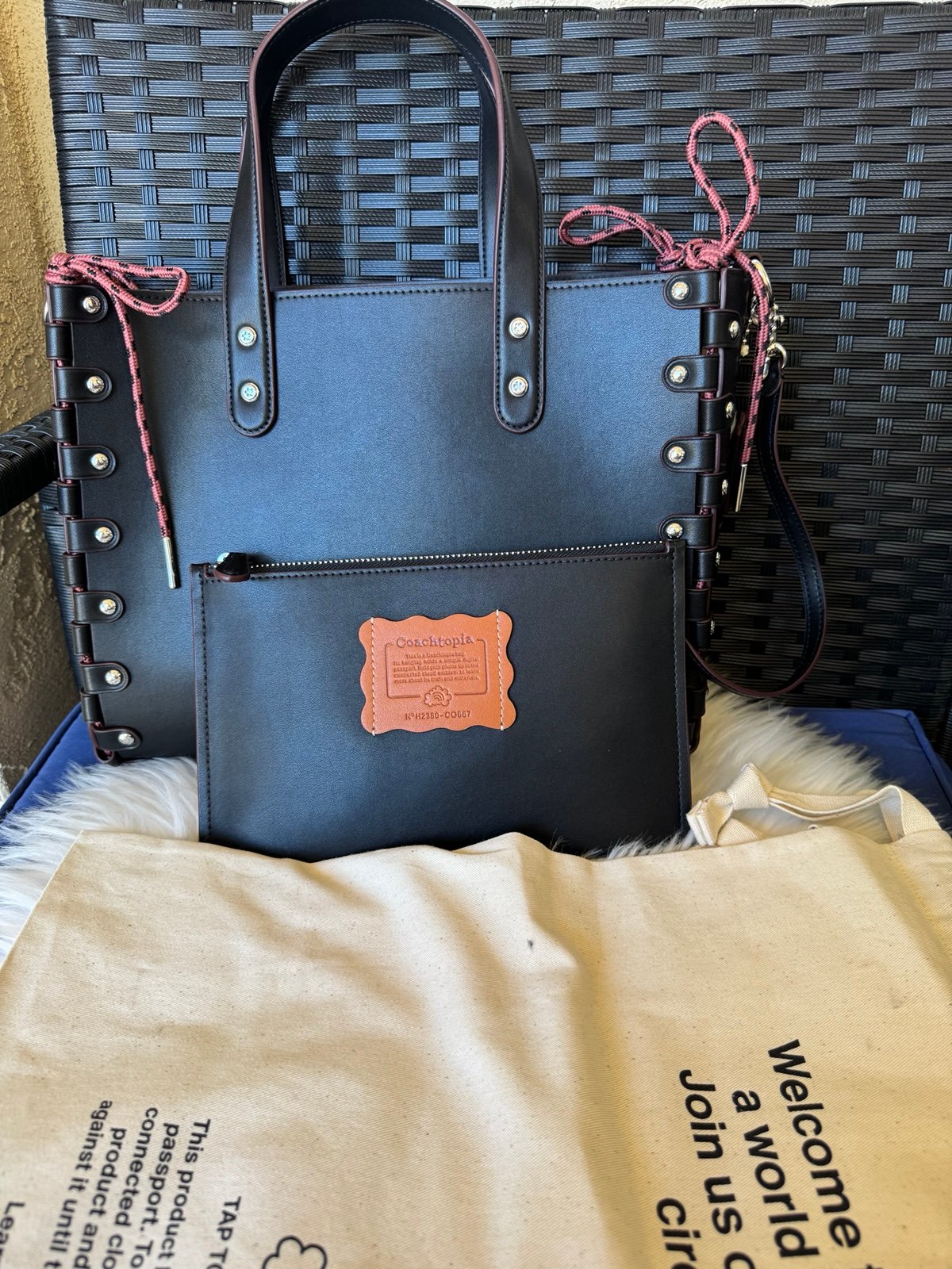 Coach Re Laceable Tote Crossbody Black Coachtopia Leather Pouch NWT CO667