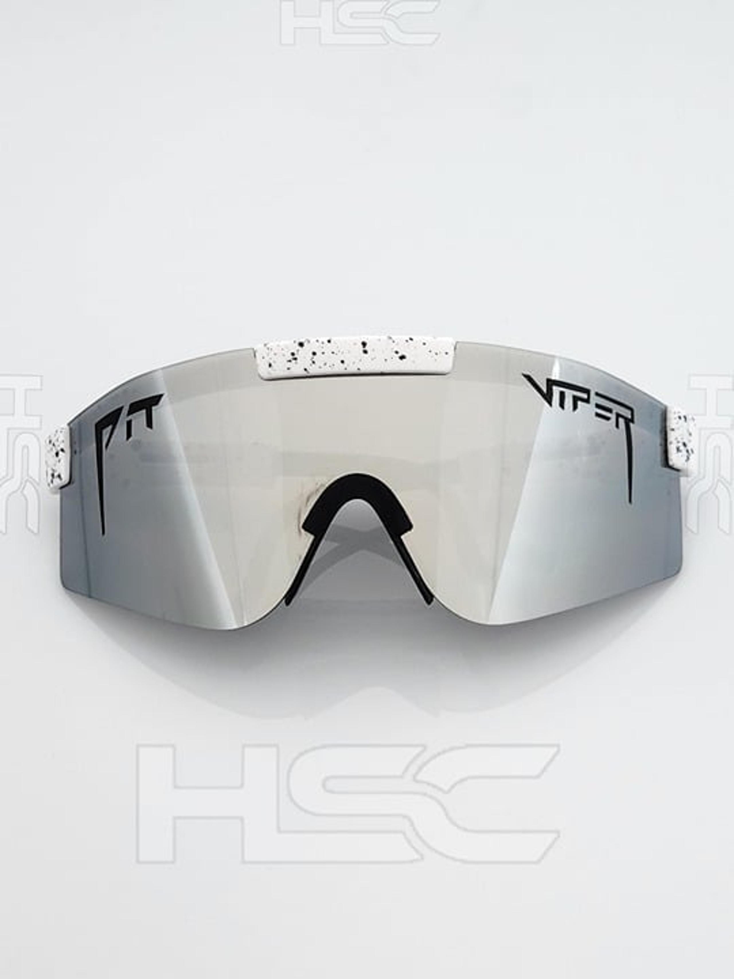 White Frame Silver Mirror Lens Viper Sports Sunglasses Double Wide Size NEW PV25