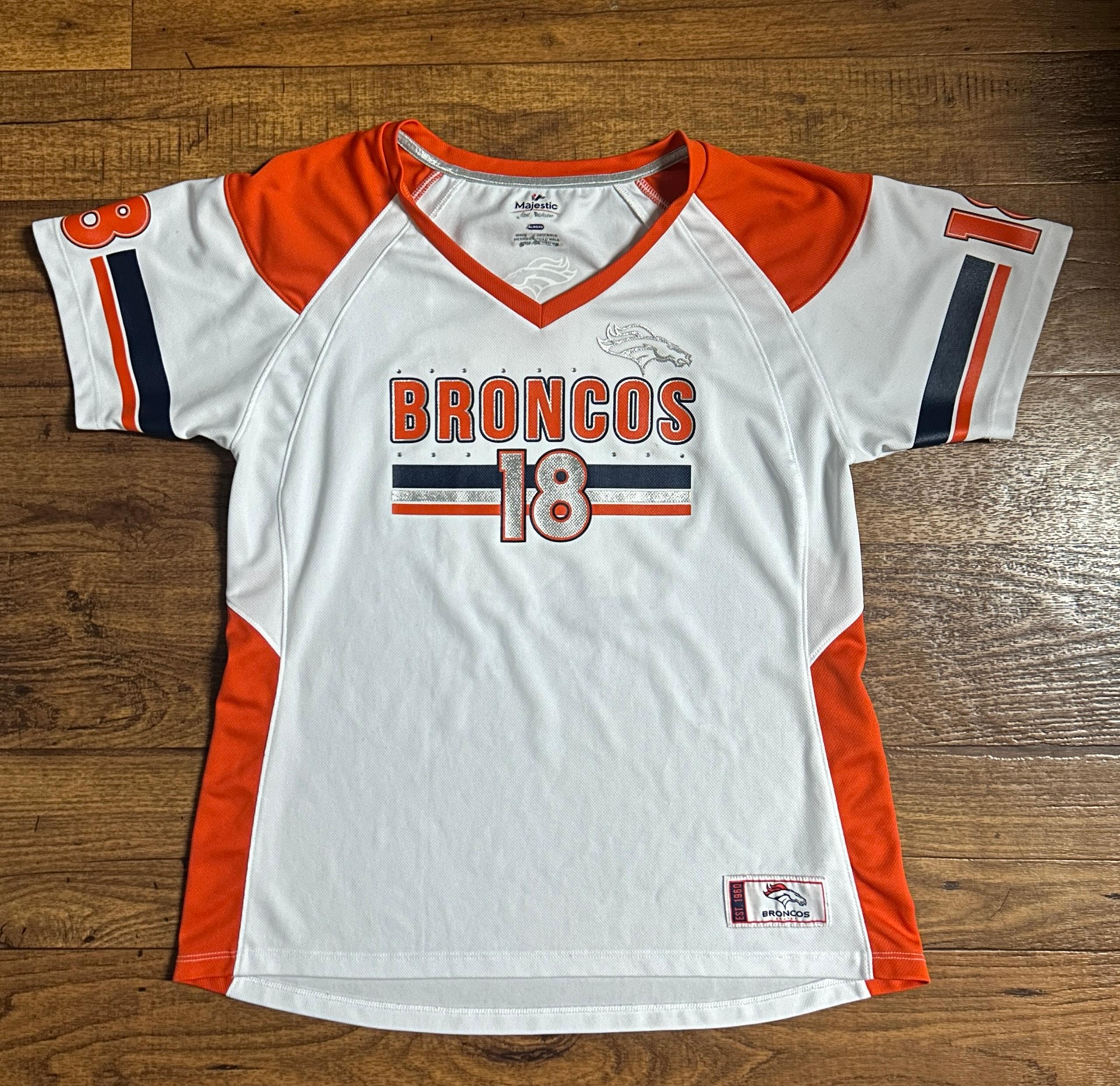 Majestic ~ Women’s X-Large ~ NFL Broncos #18 Manning ~ Orange/White ~ Jersey Top