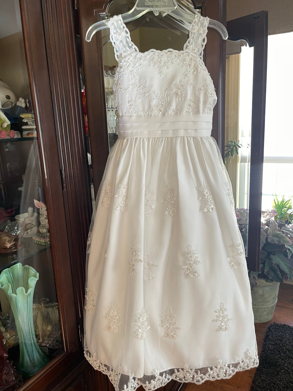 Cinderella Girls Flower Girl Dress, Communion White Formal Dress Size 10 Sequin