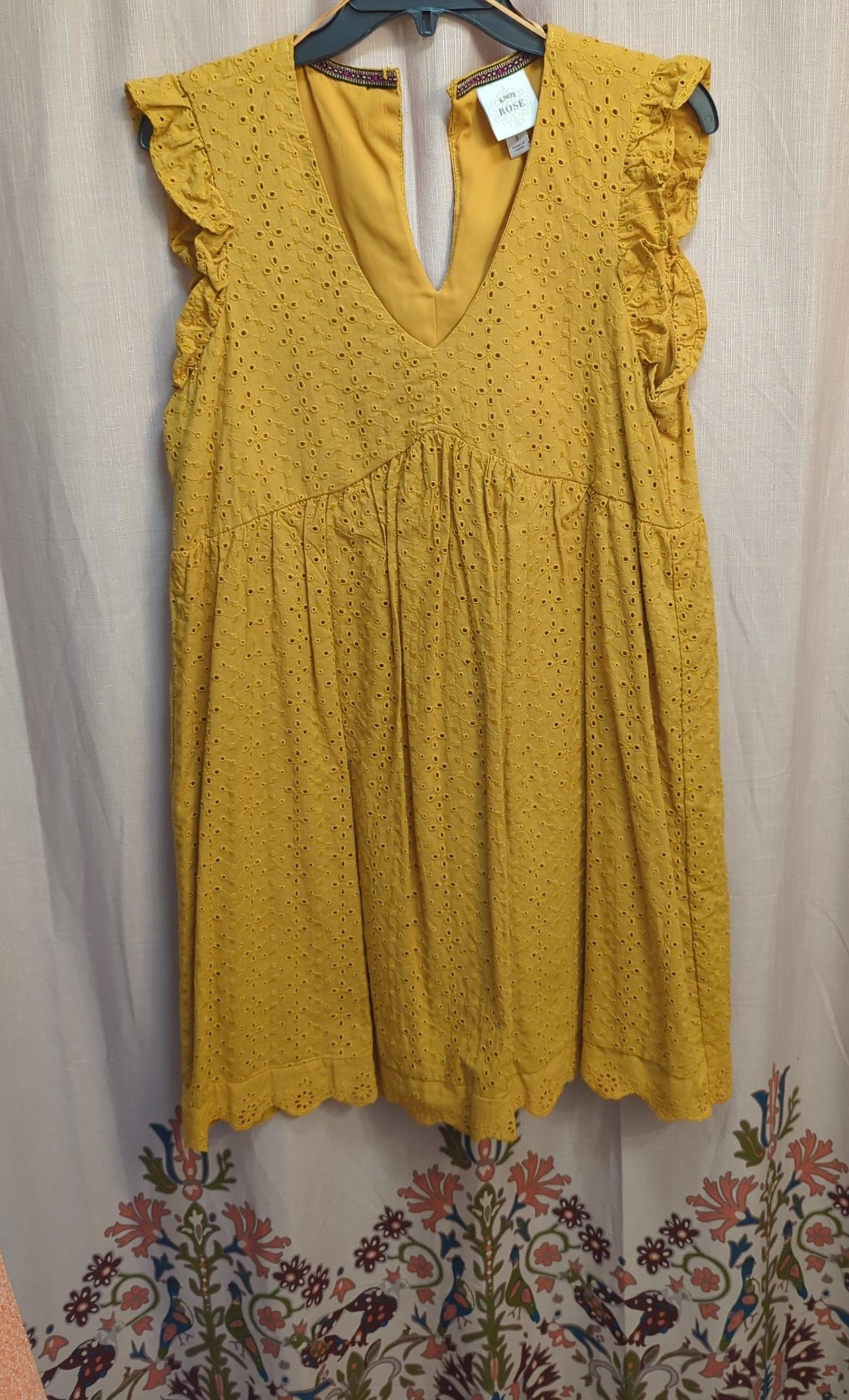 Knox Rose mini knee length crocheted summer dress burnt yellowish orange