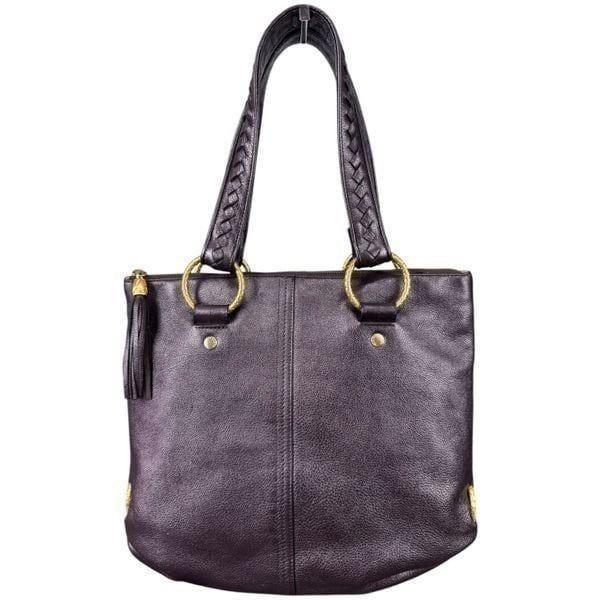 Elliott Lucca Brown Sheen 100% Leather Tote Shoulder Bag