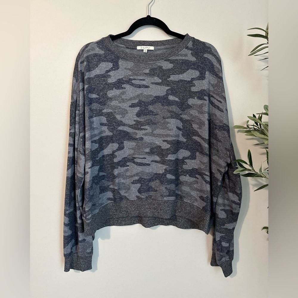Z Supply NWT Noa Camo Marled Pullover Sweatshirt
