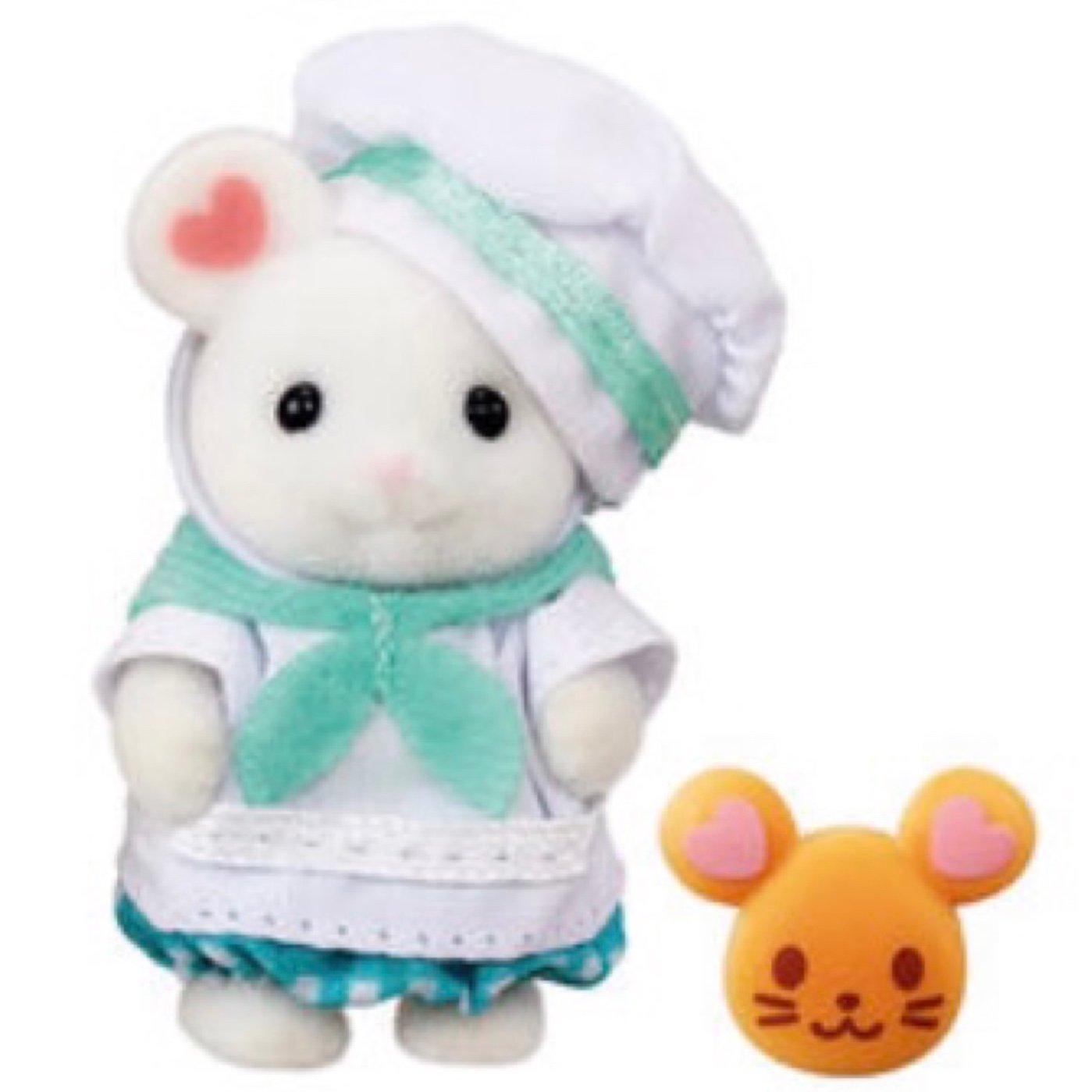 Calico Critters / Sylvanian Families Marshmallow Mouse Baby & Baker Costume