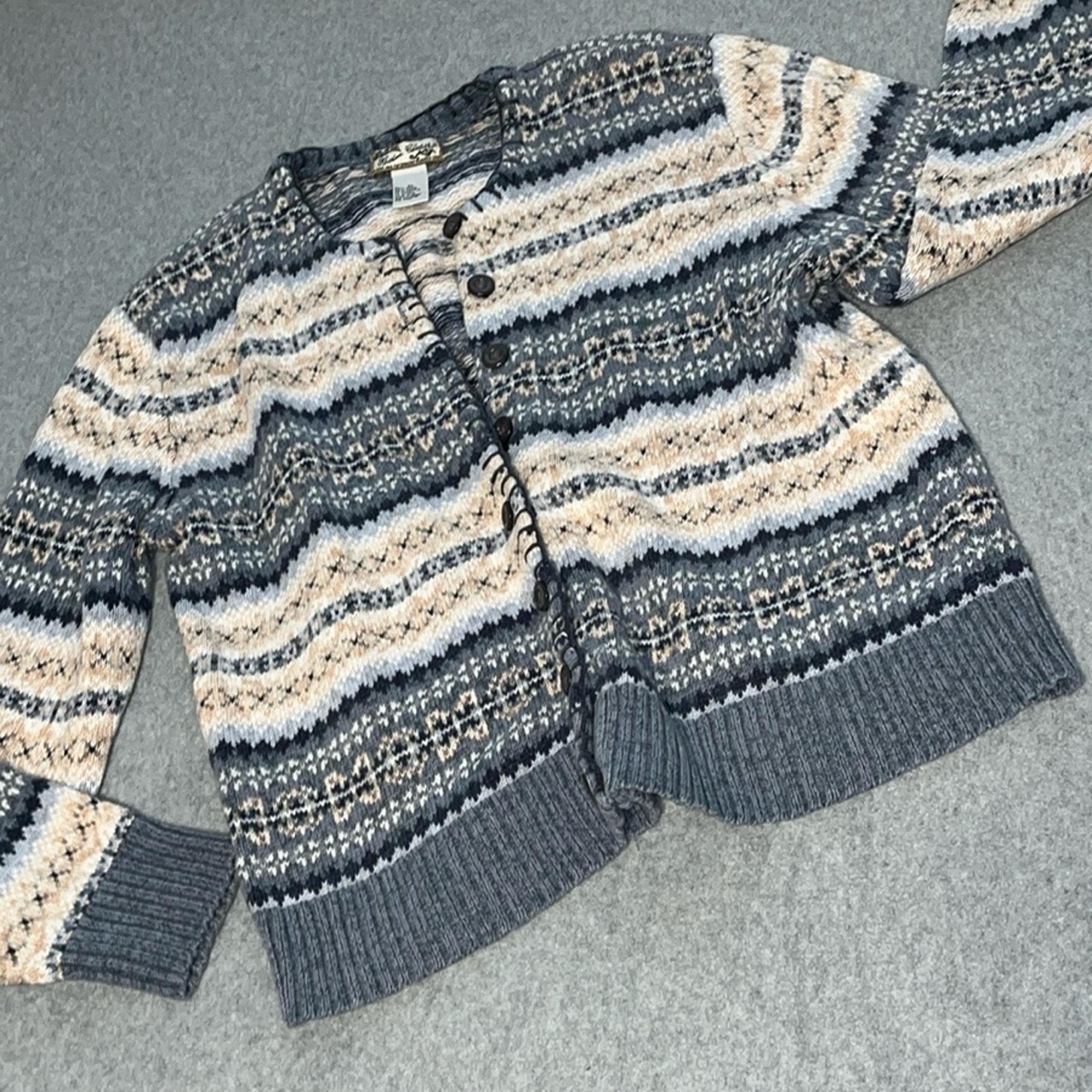 Vintage Heirloom Collectibles Cardigan Sweater XL Fairisle Grandma Pastel