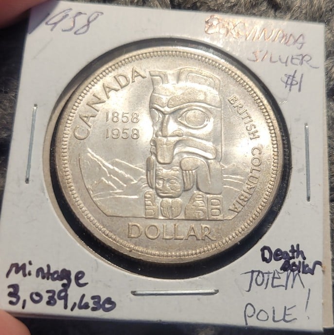 1958 Canada Death Dollar 80% 18.6g Commertiave