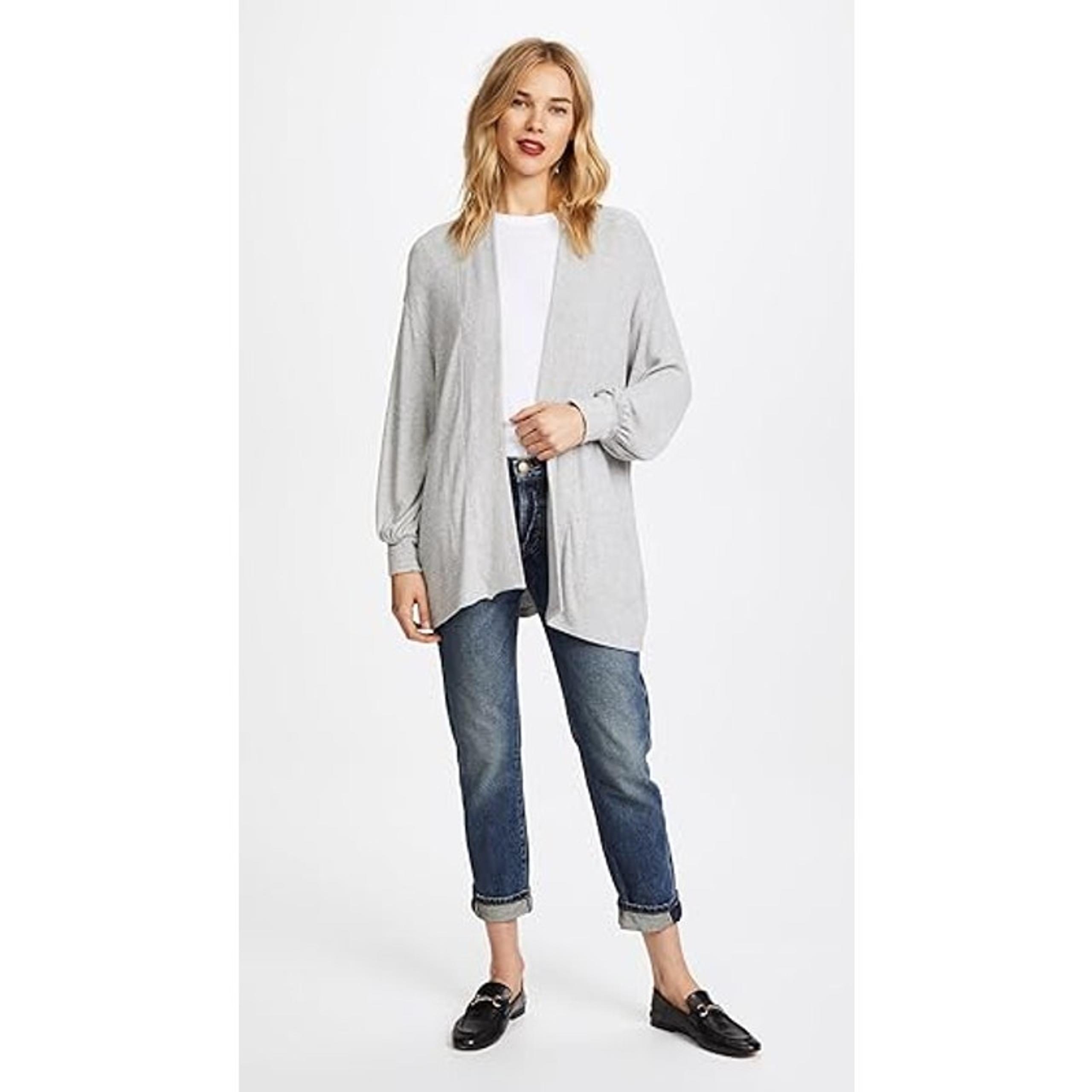 Velvet by Graham & Spencer Nevada Rib Knit Balloon Sleeve Cardigan Large