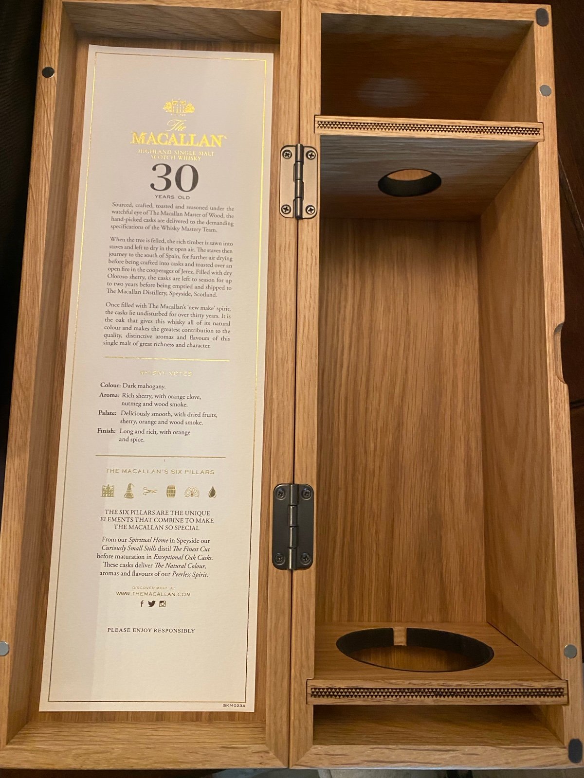 Macallan Sherry Oak Empty box and bag 2022