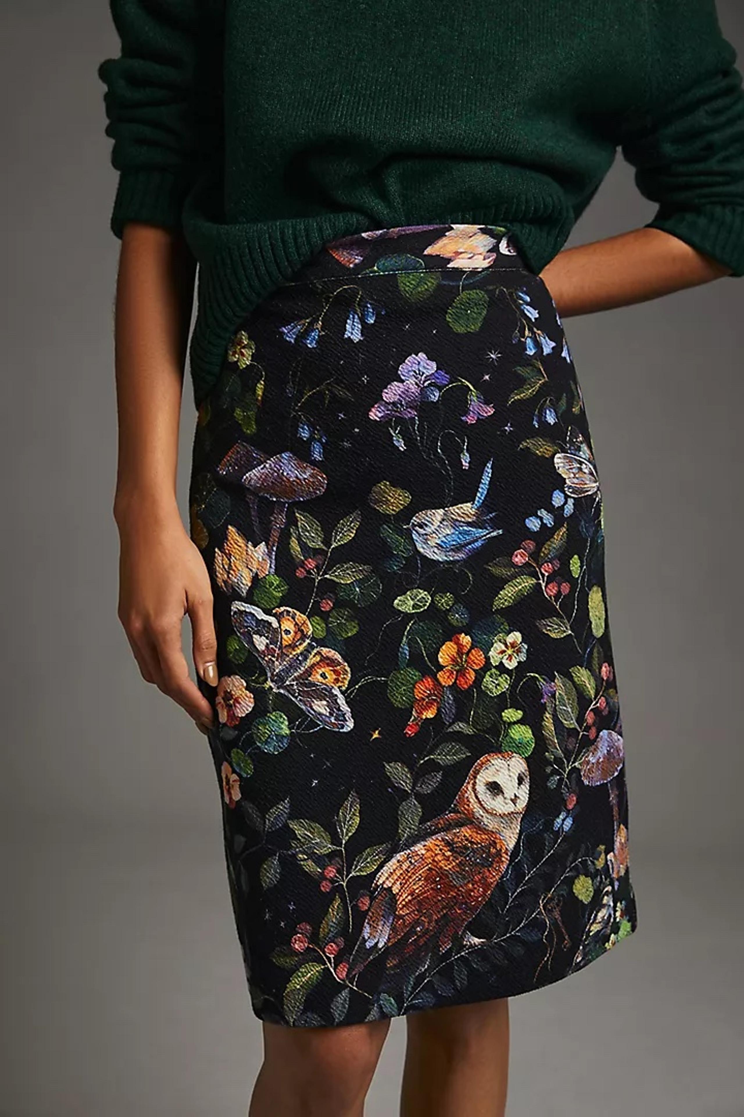 Clara McAllister x Maeve by Anthropologie Forrest Printed Slim Skirt sz S