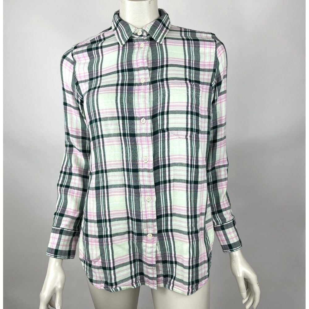 J Crew Flannel Shirt Button Up Long Sleeve Pocket Collared BD784 Women 0 NWT