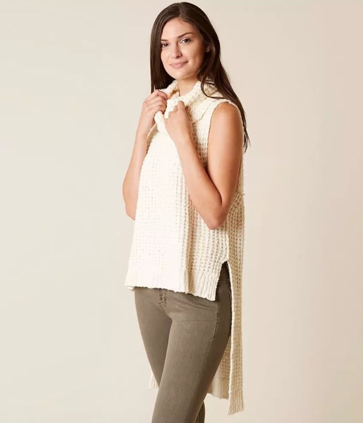 Free People Ivory Skyscraper Cowl Neck Chunky Knit Sweater