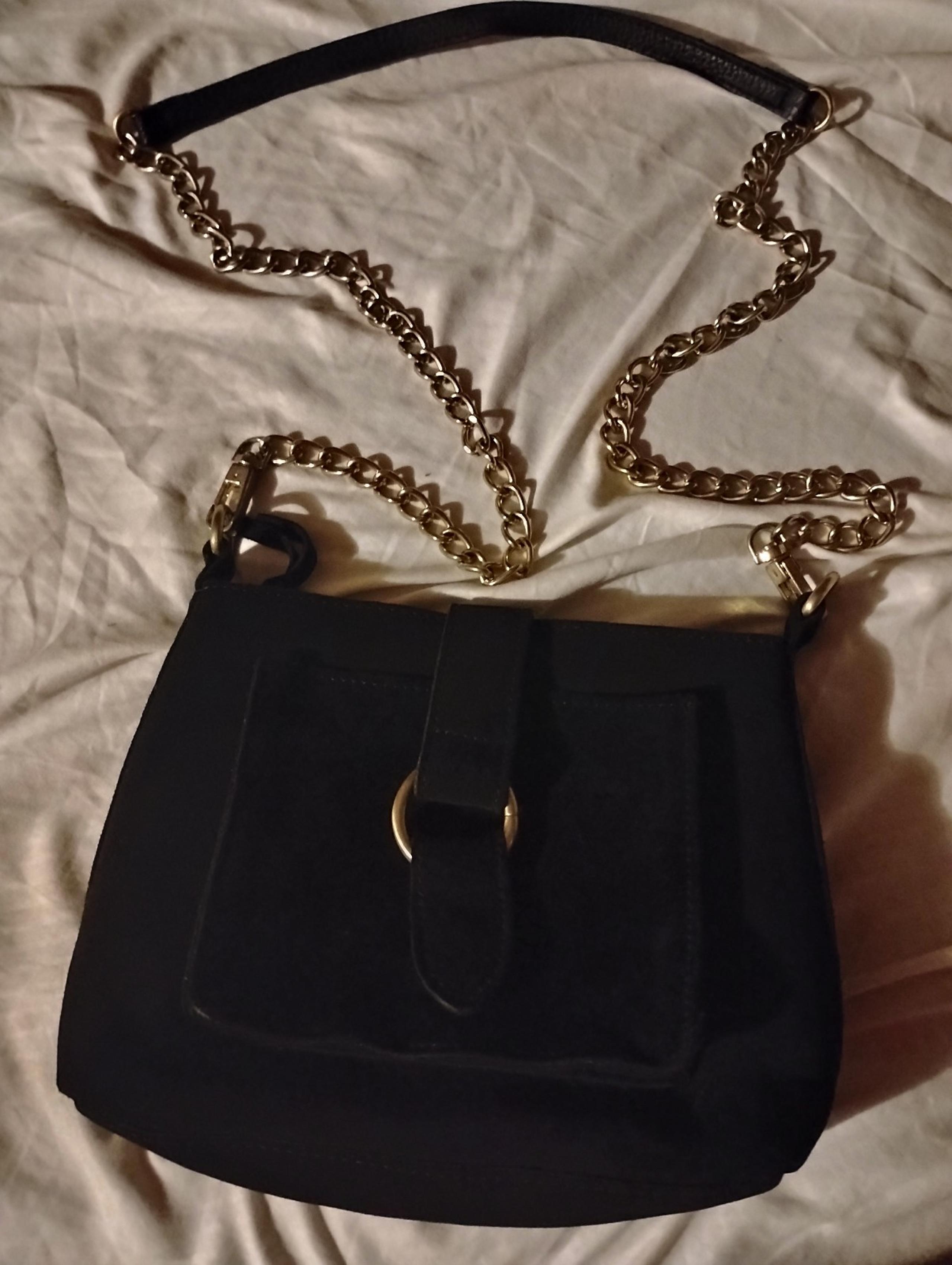 Anthropologie vintage crossbody black suede bag# detachable strap