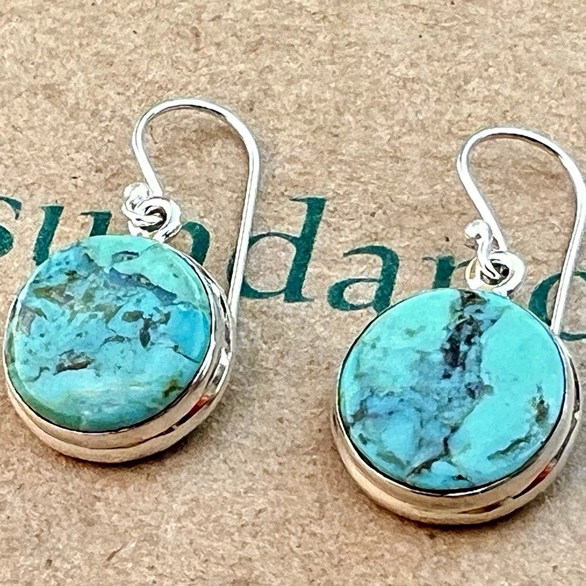 148 NEW Sundance Kingman Turquoise Sterling Silver Handmade Round Earrings
