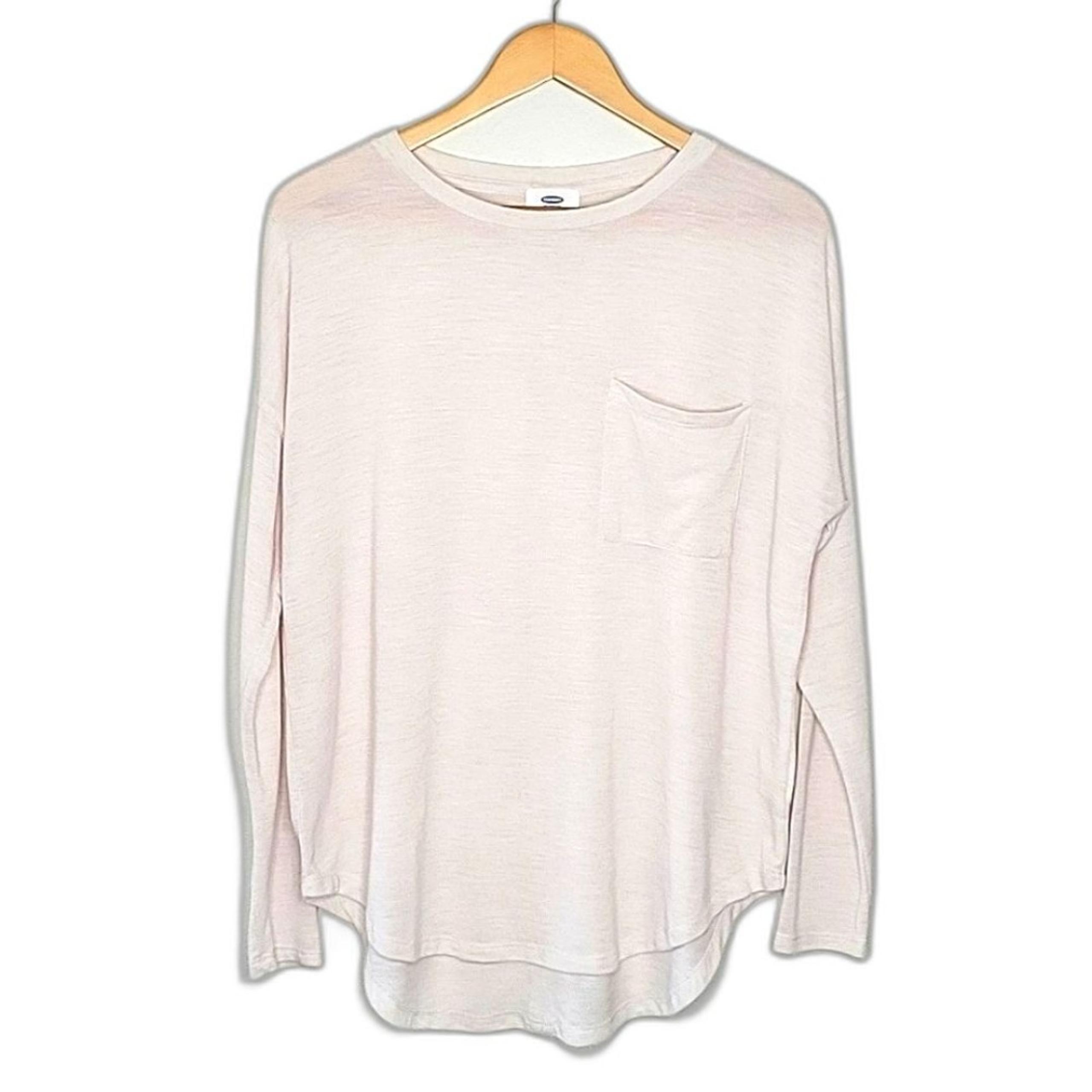 OLD NAVY Semi Sheer Cream Beige Long Sleeve Lightweight Shirt size M Shirttail