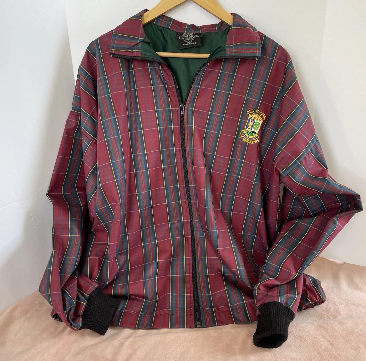 Vintage Lennox Scotland Old Course St. Andrew’s Zip Jacket Windbreaker RARE LG