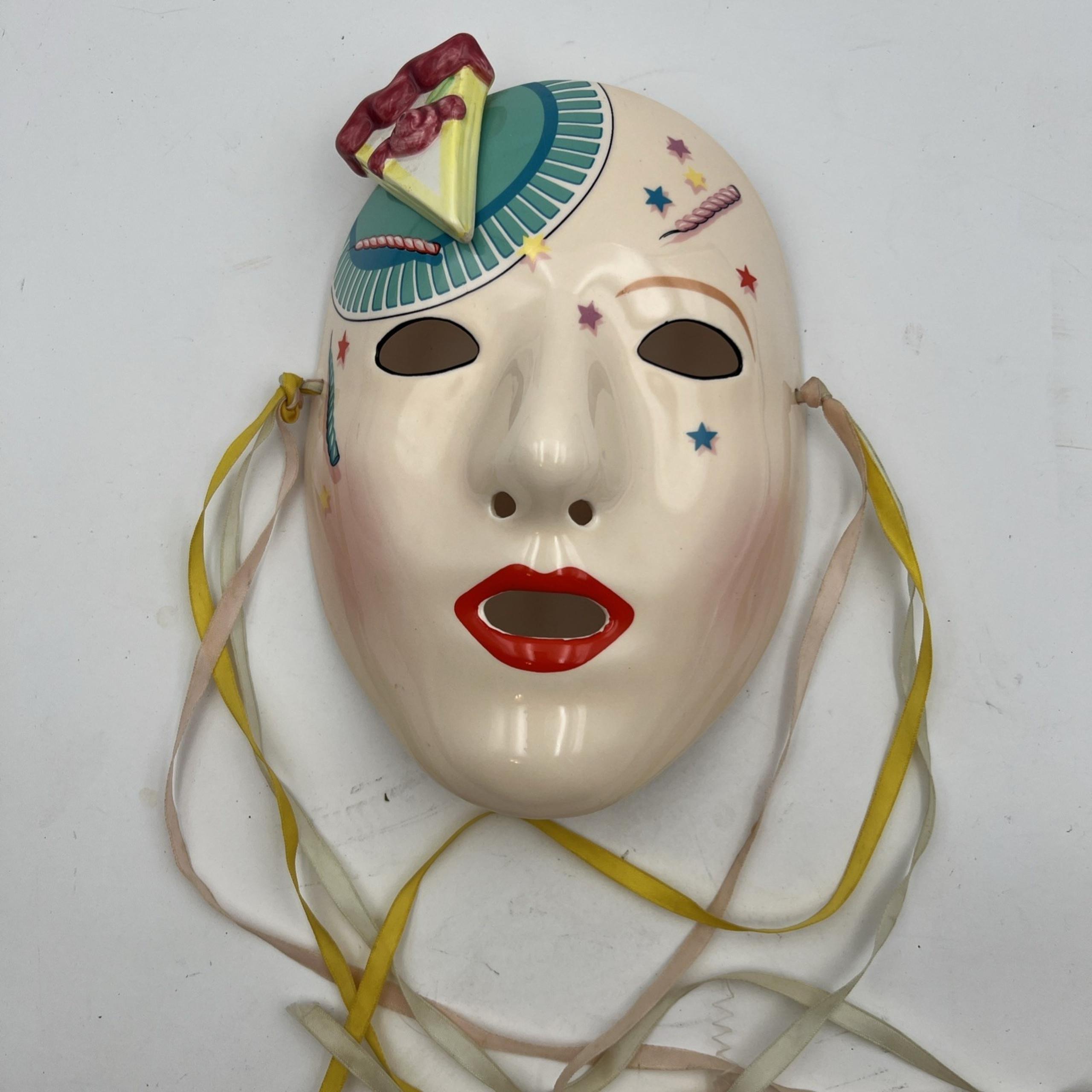 Vandor Pelzman Ceramic Mask 80s Wall Decor Pie Cake Birthday