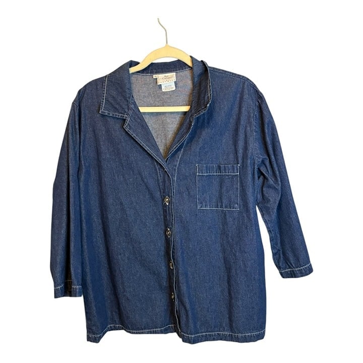 Hot Cotton Jacket Women's Size Large Denim Lightweight Blue